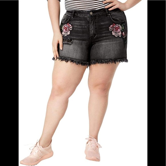 William Rast Pants - WILLIAM RAST Embroidered Frayed Denim Shorts 20W